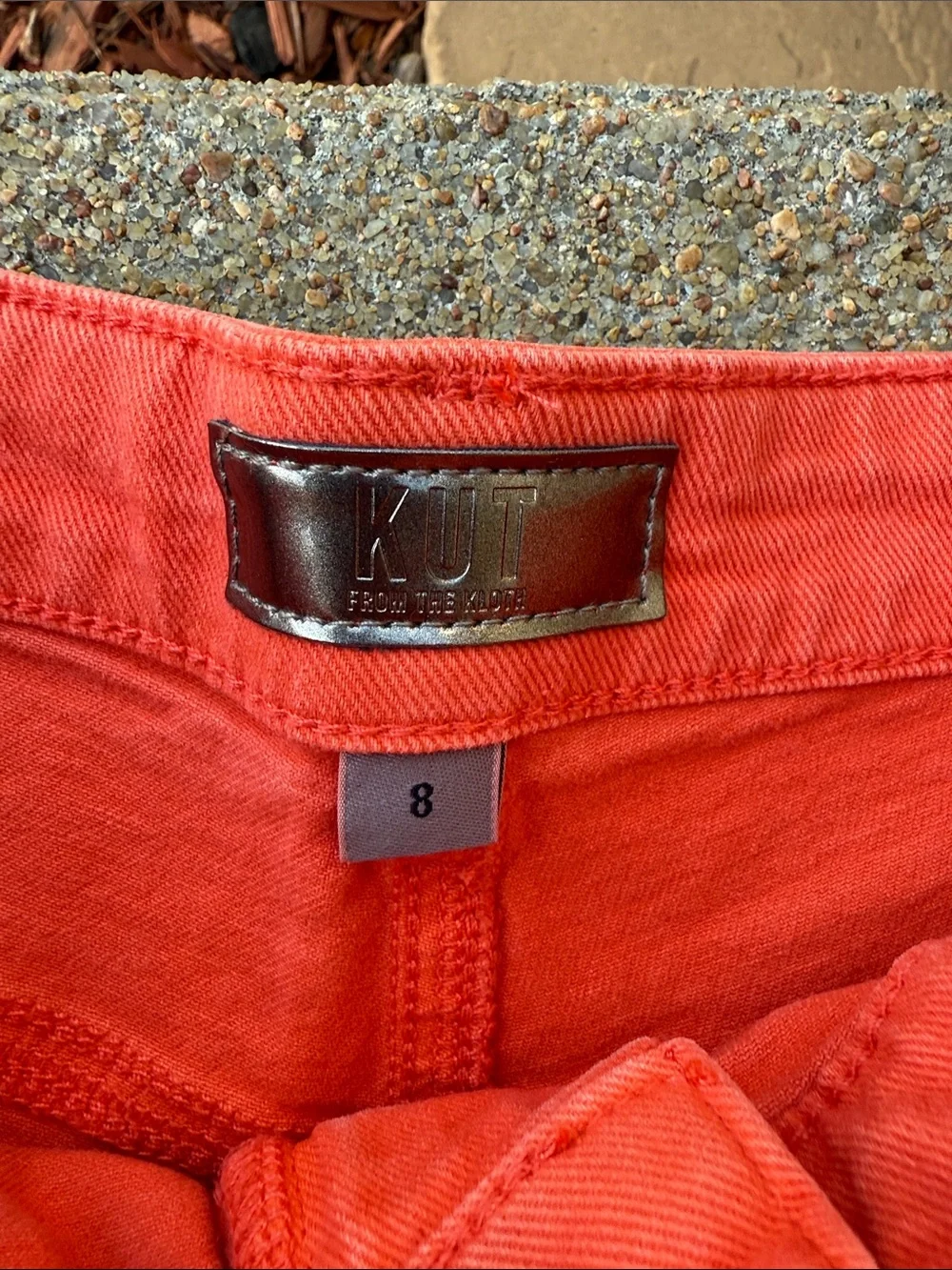 Kut from the Kloth Ladies 8 Tangerine High-Rise Denim ‘Long’ Shorts